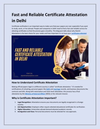 Fast and Reliable Certificate Attestation in Delhi