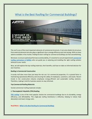 What is the Best Roofing for Commercial Buildings