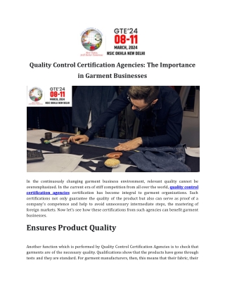 Quality Control Certification Agencies_ The Importance in Garment Businesses