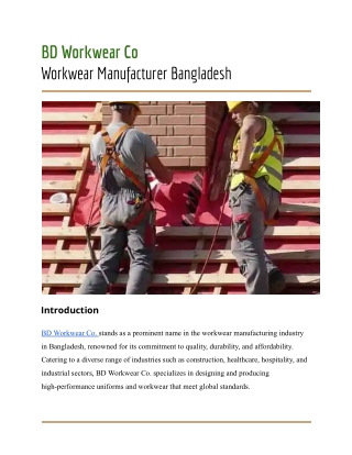 Workwear Manufacturer Bangladesh