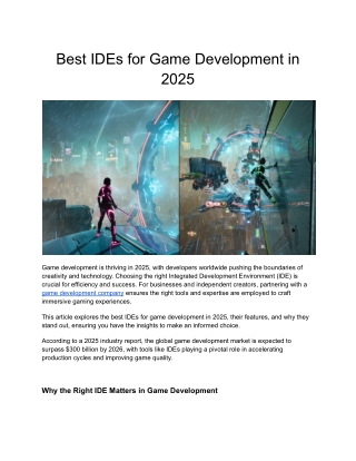 Best IDEs for Game Development in 2025