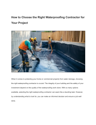 how to choose the right waterproofing contractor