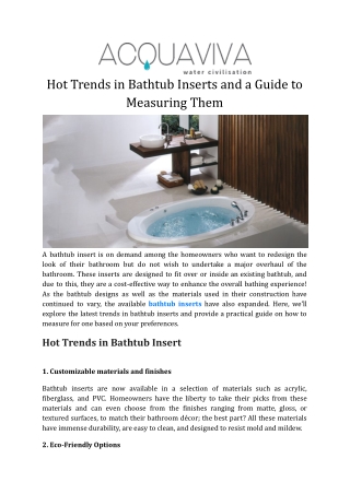 Hot Trends in Bathtub Inserts and a Guide to Measuring Them