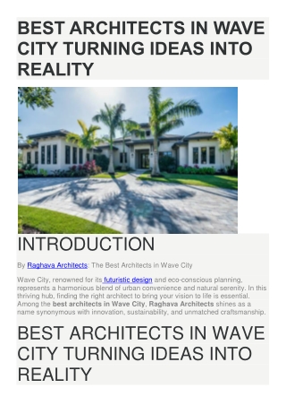 Best Architects in Wave City Turning Ideas into Reality