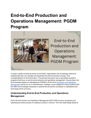 End-to-End Production and Operations Management_ PGDM Program