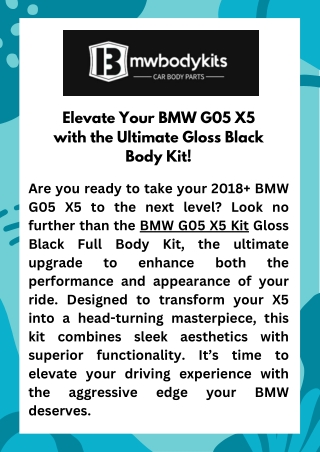 Elevate Your BMW G05 X5 with the Ultimate Gloss Black Body Kit!