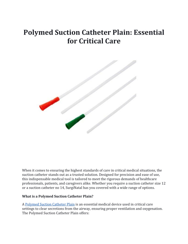 polymed suction catheter plain essential