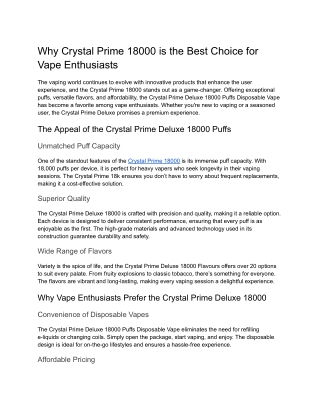 why crystal prime 18000 is the best choice