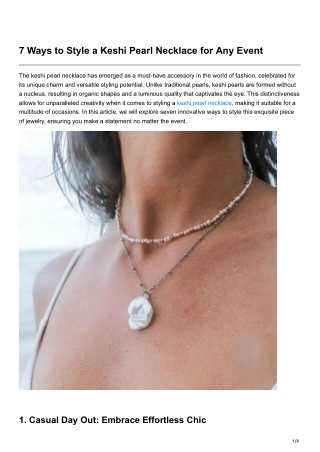 7 Ways to Style a Keshi Pearl Necklace for Any Event