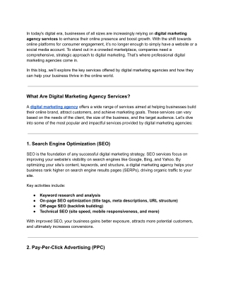 The Essential Role of Digital Marketing Agency Services in Business Growth