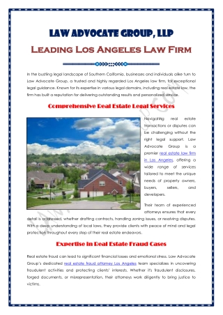 Law Advocate Group Leading Los Angeles Law Firm