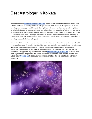 Best Astrologer In Kolkata