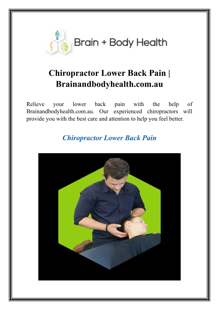 chiropractor lower back pain brainandbodyhealth