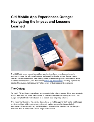 Citi Mobile App Experiences Outage