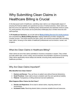 Why Submitting Clean Claims in Healthcare Billing is Crucial