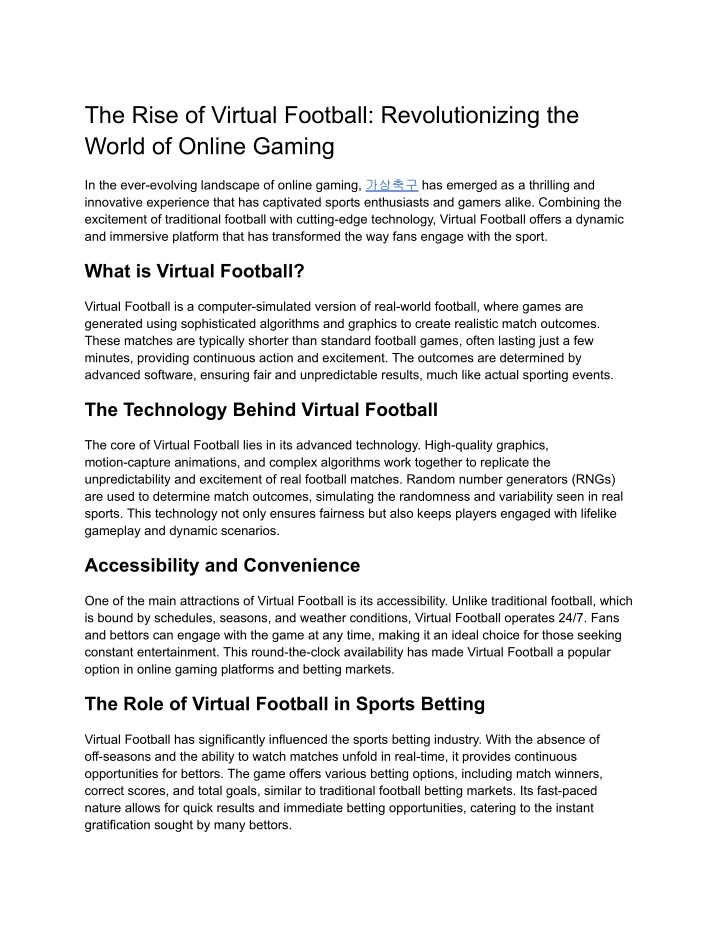 the rise of virtual football revolutionizing