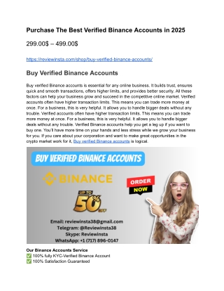 Purchase The Best Verified Binance Accounts in 2025