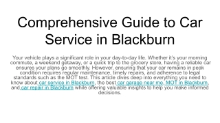 comprehensive guide to car service in blackburn
