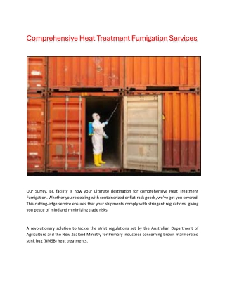 Comprehensive Heat Treatment Fumigation Services