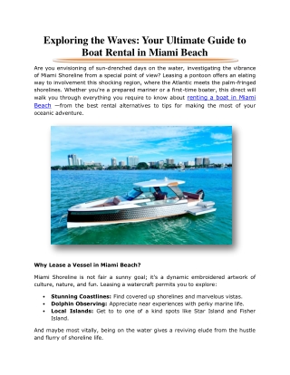 Exploring the Waves: Your Ultimate Guide to Boat Rental in Miami Beach