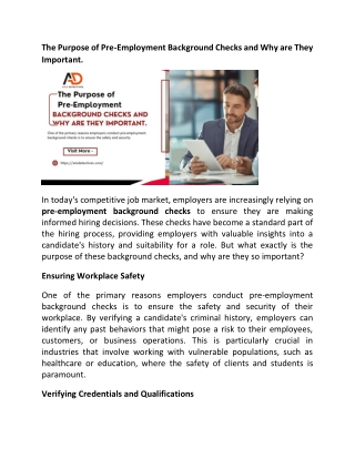 The Purpose of Pre-Employment Background Checks and Why are They Important