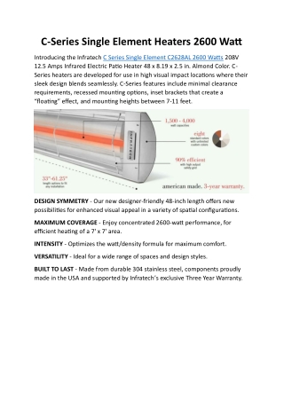 c series single element heaters 2600 watt