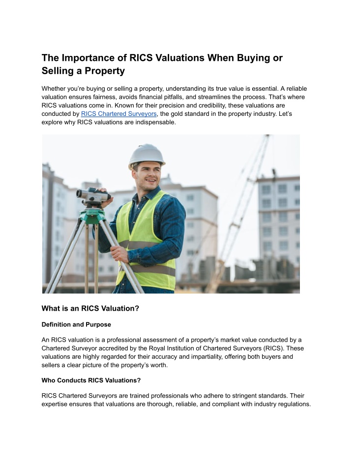 the importance of rics valuations when buying