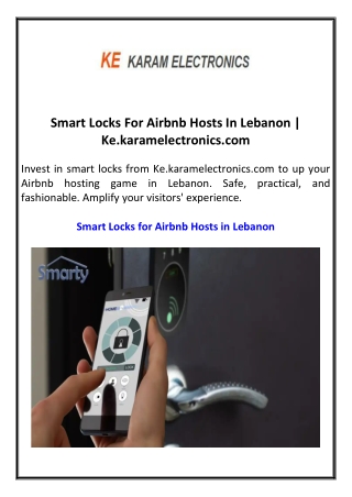 Smart Locks For Airbnb Hosts In Lebanon  Ke.karamelectronics.com