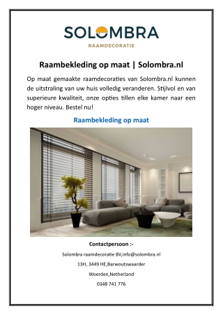 raambekleding op maat solombra nl