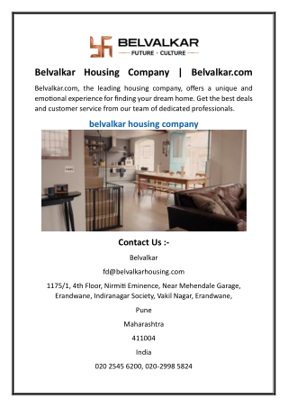 Belvalkar Housing Company  Belvalkar.com