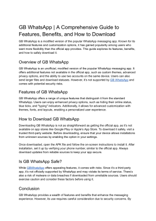 GB WhatsApp _ A Comprehensive Guide to Features, Benefits, and How to Download