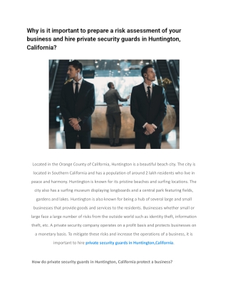 Why is it important to prepare a risk assessment of your business and hire private security guards in Huntington, Califo