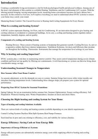 Mastering Home Convenience: The Vital Guide to Cooling And Heating Equipments fo