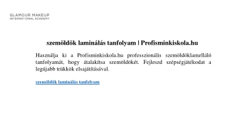 szemöldök laminálás tanfolyam  Profisminkiskola.hu