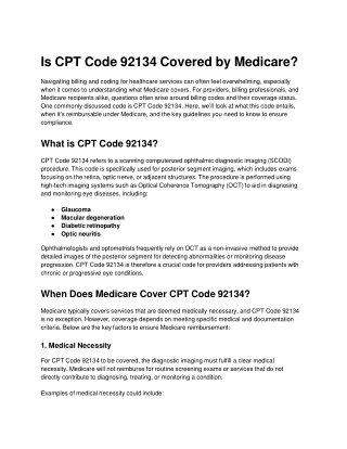 Is CPT Code 92134 Covered by Medicare