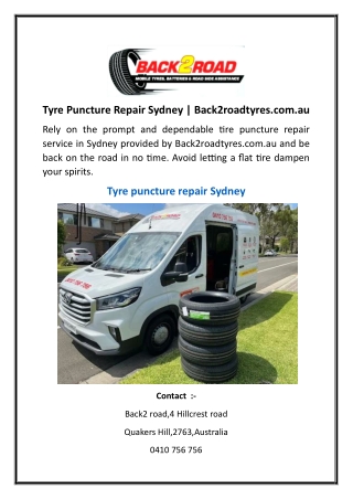 Tyre Puncture Repair Sydney | Back2roadtyres.com.au