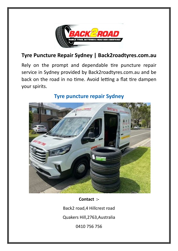 tyre puncture repair sydney back2roadtyres com au