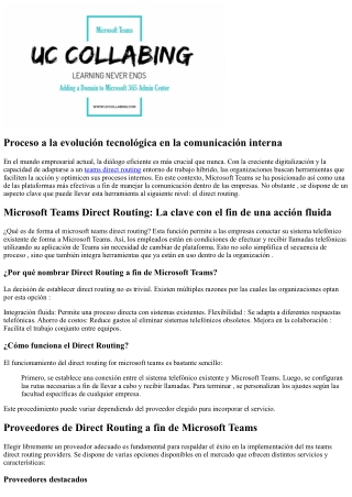 Transformando la  acción interna con direct routing en MS Teams