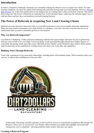 The Power of Referrals in Acquiring New Land Clearing Clients