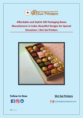 Affordable and Stylish Gift Packaging Boxes Manufacturer in India