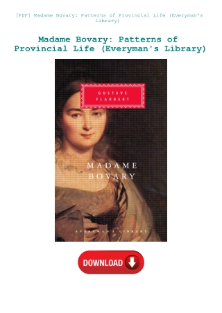 pdf madame bovary patterns of provincial life