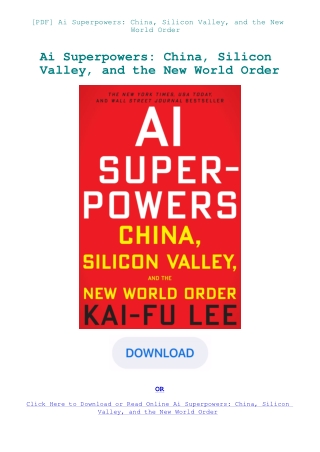 [PDF] Ai Superpowers China  Silicon Valley  and the New World Order