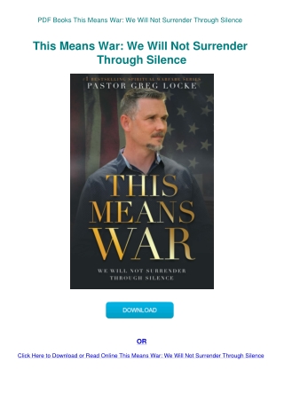 PDF Books This Means War We Will Not Surrender Through Silence