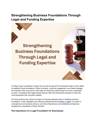 Strengthening Business Foundations Through Franklin I. Ogele Legal Expertise