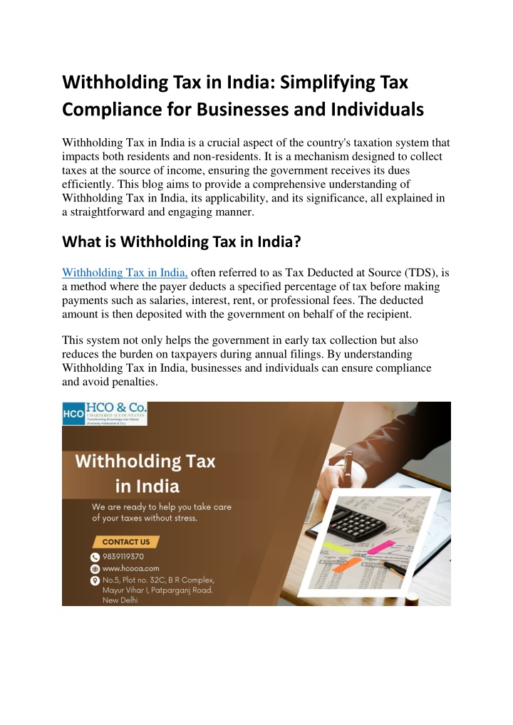 withholding tax in india simplifying