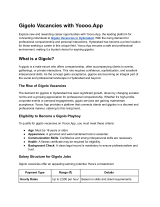 Gigolo Vacancies