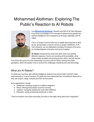 mohammed alothman exploring the public s reaction to ai robots