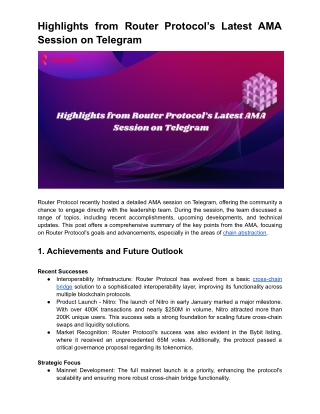 Highlights from Router Protocol’s Latest AMA Session on Telegram