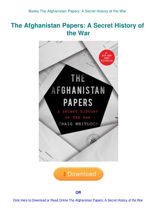 Books The Afghanistan Papers A Secret History of the War