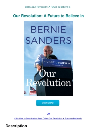 Books Our Revolution A Future to Believe In